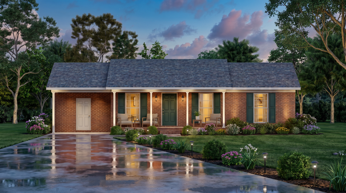 A8210-A Traditional House, 3 Bedrooms, 1.5 Bathrooms | York House Plan Exterior-2