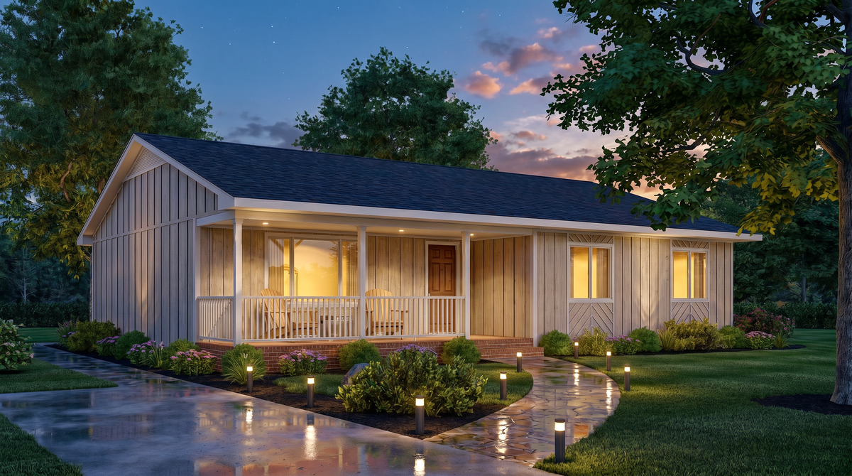 A8204-A Traditional House, 3 Bedrooms, 2 Bathrooms | Beagle House Plan Exterior-6