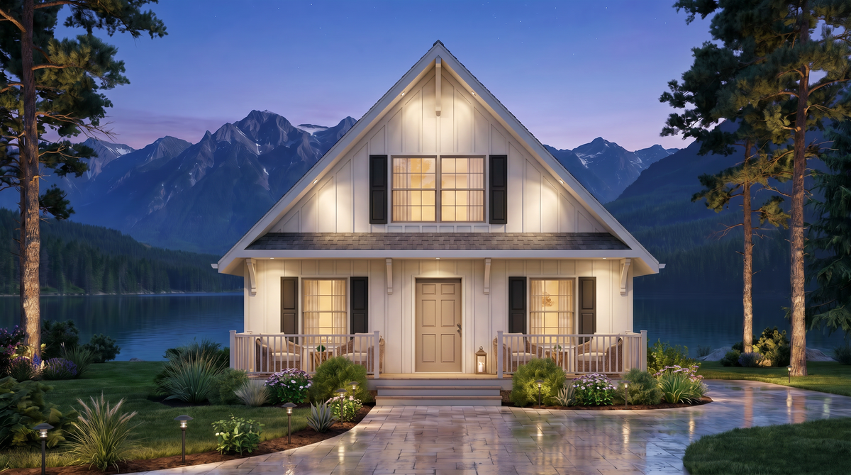 A8214-A Cottage House, 3 Bedrooms, 2 Bathrooms | Loden House Plan Exterior-3