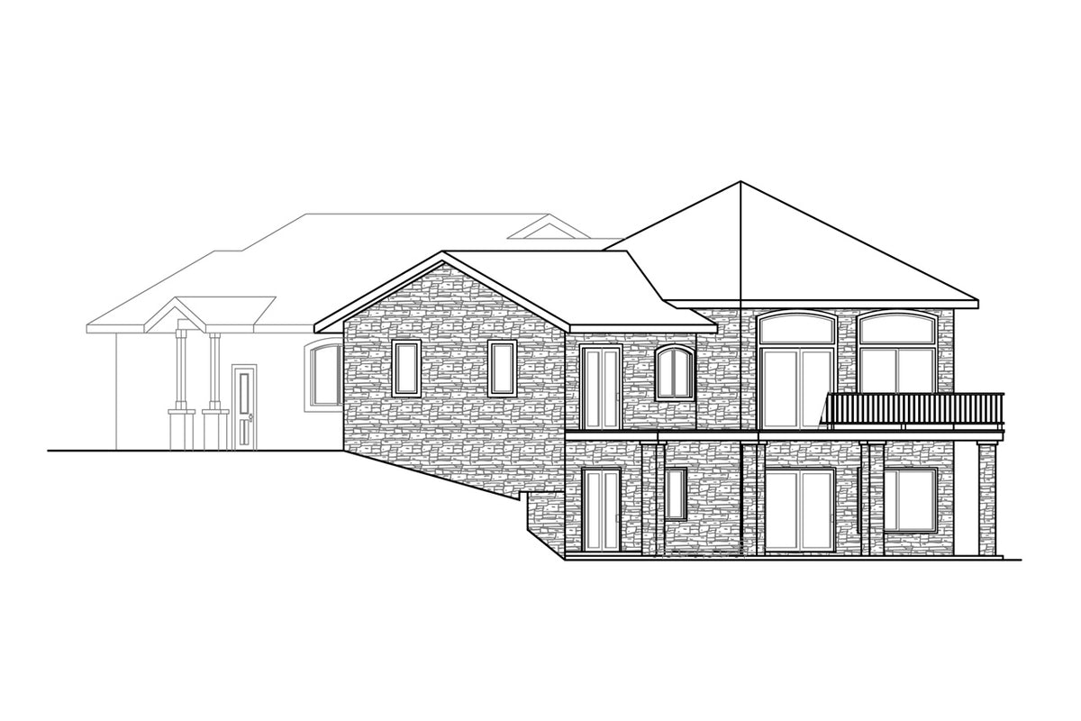 AM7657-A Chalet Style House Right Elevation, 4 Bedrooms, 4.5 Bathrooms | Williamsburg House Plan 