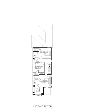 AG7496-A Contemporary House Second Floor Plan, 3 Bath, 2.5 Bath | Oak Point House Plan