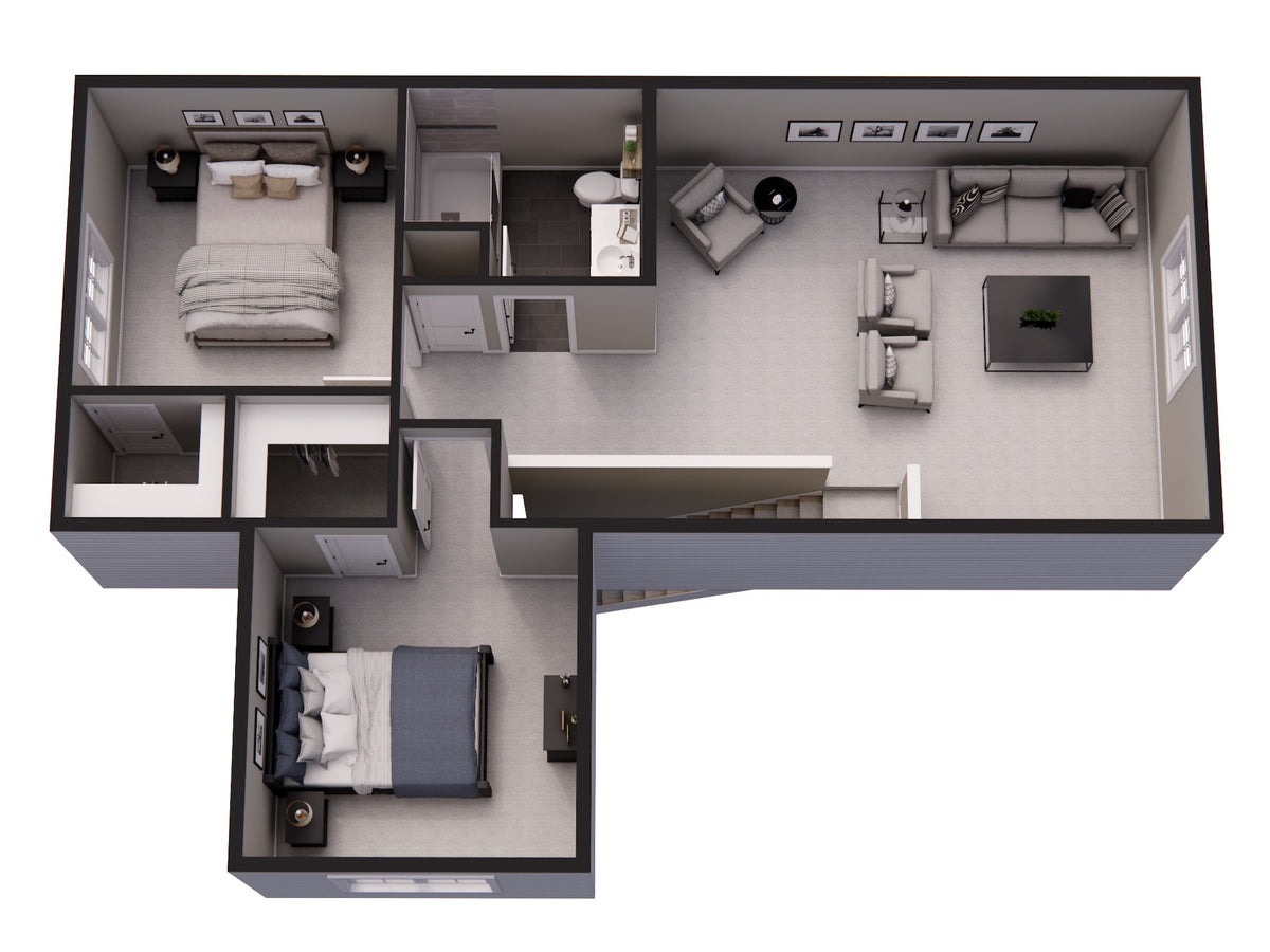 D7347-A Lino Lakes House 3D Second Floor Plan 3 Beds 2.5 Baths