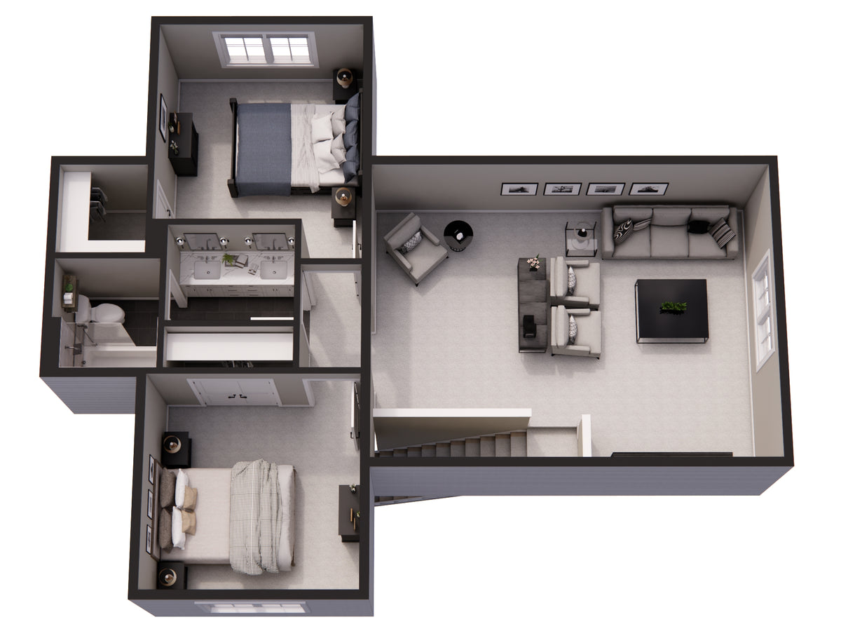 D7356-A Distant Shores House 3D Second Floor Plan