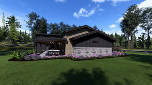 W7589-A Modern Ranch House, 3 Bedrooms, 2.5 Bathrooms | USA-2589-MCM Exterior-17