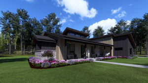 W7589-A Modern Ranch House, 3 Bedrooms, 2.5 Bathrooms | USA-2589-MCM Exterior-18