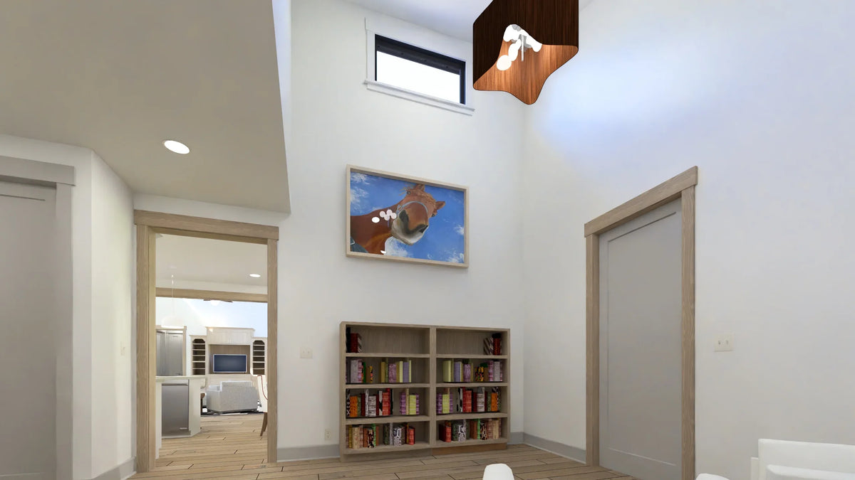 W7589-A Modern Ranch House Reading Nook, 3 Bedrooms, 2.5 Bathrooms | USA-2589-MCM 