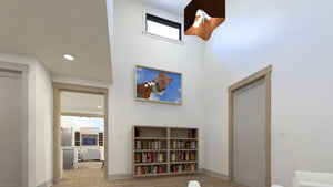 W7589-A Modern Ranch House Reading Nook, 3 Bedrooms, 2.5 Bathrooms | USA-2589-MCM 