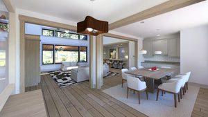 W7589-A Modern Ranch House Dining Room, 3 Bedrooms, 2.5 Bathrooms | USA-2589-MCM 
