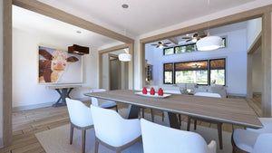 W7589-A Modern Ranch House Dining, 3 Bedrooms, 2.5 Bathrooms | USA-2589-MCM 