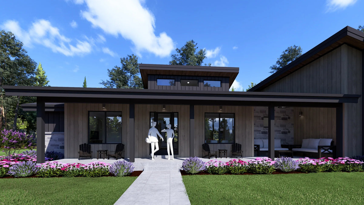W7589-A Modern Ranch House, 3 Bedrooms, 2.5 Bathrooms | USA-2589-MCM Exterior-20