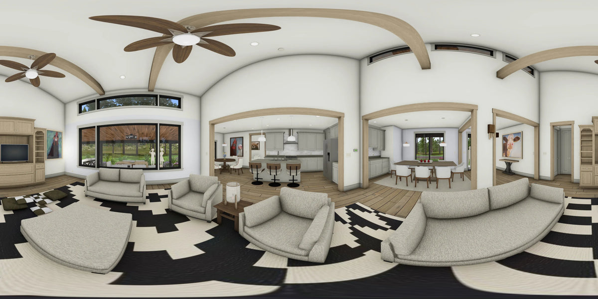 W7589-A Modern Ranch House Panorama 2, 3 Bedrooms, 2.5 Bathrooms | USA-2589-MCM 