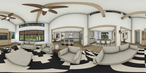 W7589-A Modern Ranch House Panorama 2, 3 Bedrooms, 2.5 Bathrooms | USA-2589-MCM 