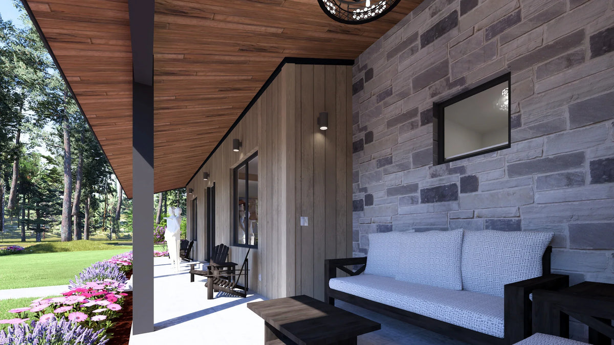 W7589-A Modern Ranch House, 3 Bedrooms, 2.5 Bathrooms | USA-2589-MCM Exterior