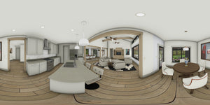 W7589-A Modern Ranch House Panorama 3, 3 Bedrooms, 2.5 Bathrooms | USA-2589-MCM 