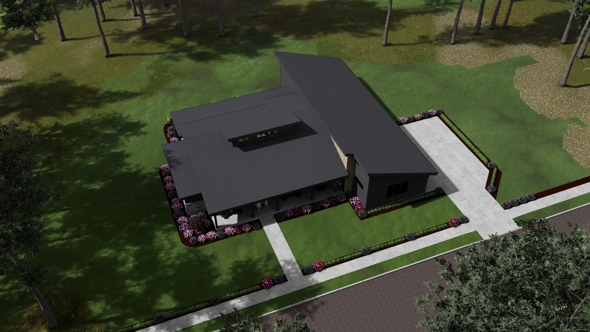 W7589-A Modern Ranch House, 3 Bedrooms, 2.5 Bathrooms | USA-2589-MCM Exterior-21