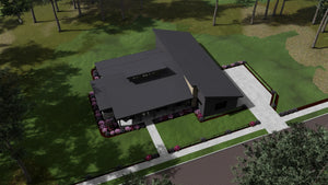 W7589-A Modern Ranch House, 3 Bedrooms, 2.5 Bathrooms | USA-2589-MCM Exterior-21