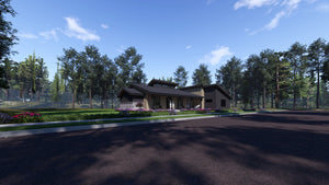 W7589-A Modern Ranch House, 3 Bedrooms, 2.5 Bathrooms | USA-2589-MCM Exterior-22