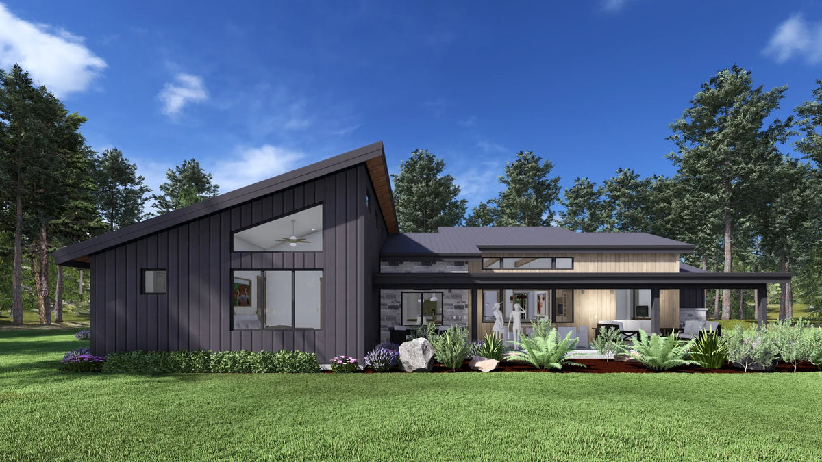 W7589-A Modern Ranch House, 3 Bedrooms, 2.5 Bathrooms | USA-2589-MCM Exterior-19