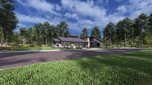 W7589-A Modern Ranch House, 3 Bedrooms, 2.5 Bathrooms | USA-2589-MCM Exterior-24