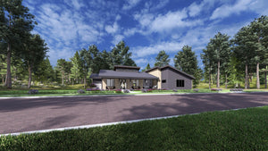 W7589-A Modern Ranch House, 3 Bedrooms, 2.5 Bathrooms | USA-2589-MCM Exterior-23