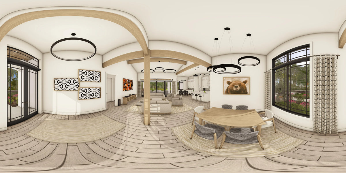 W7579-A Modern Florida-Style House Panorama, 3 Bedrooms, 2.5 Bathrooms | USA-2624-FL 