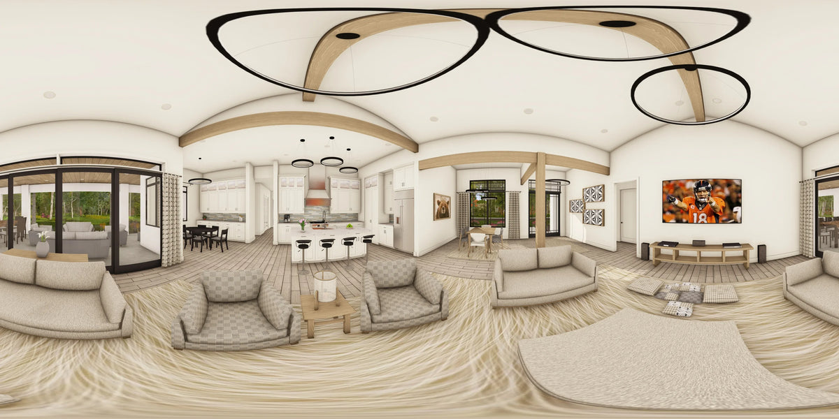 W7579-A Modern Florida-Style House Panorama, 3 Bedrooms, 2.5 Bathrooms | USA-2624-FL 