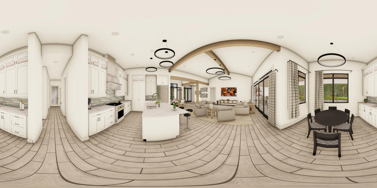 W7579-A Modern Florida-Style House Panorama, 3 Bedrooms, 2.5 Bathrooms | USA-2624-FL 