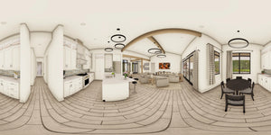 W7579-A Modern Florida-Style House Panorama, 3 Bedrooms, 2.5 Bathrooms | USA-2624-FL 