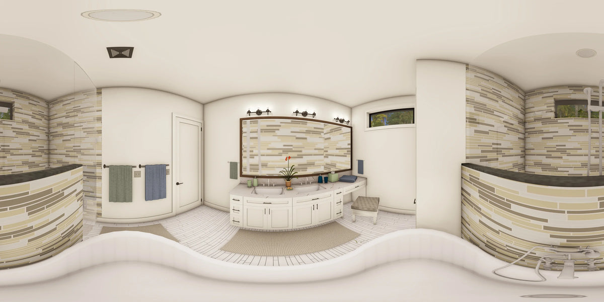 W7579-A Modern Florida-Style House Bathroom Panorama, 3 Bedrooms, 2.5 Bathrooms | USA-2624-FL 