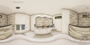 W7579-A Modern Florida-Style House Bathroom Panorama, 3 Bedrooms, 2.5 Bathrooms | USA-2624-FL 