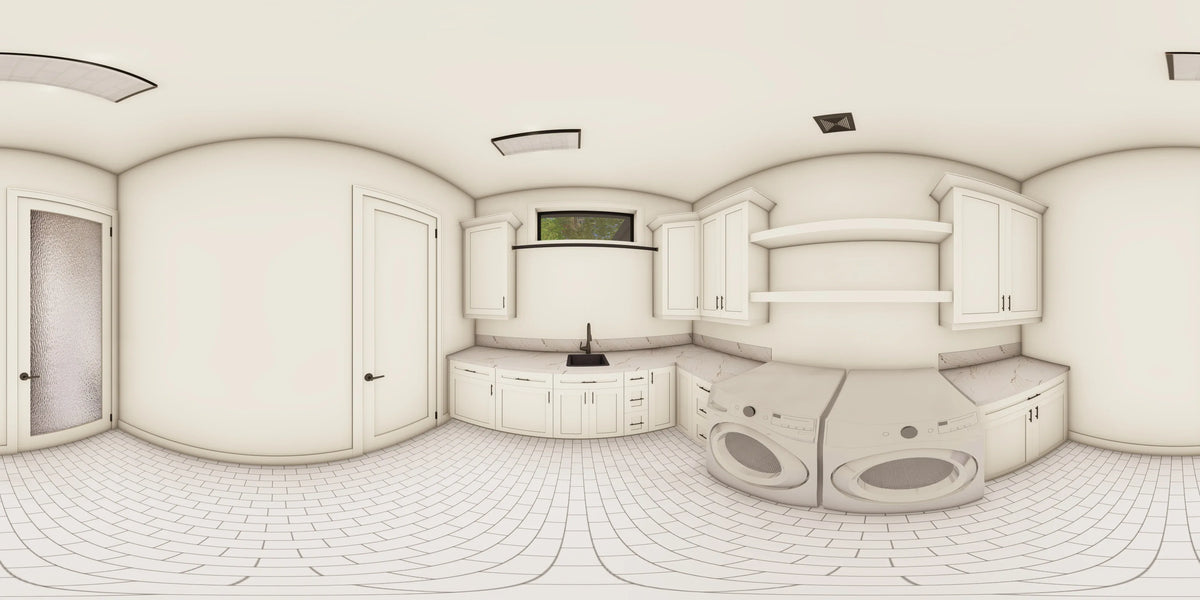W7579-A Modern Florida-Style House Laundry Panorama, 3 Bedrooms, 2.5 Bathrooms | USA-2624-FL 