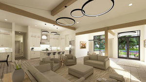 W7579-A Modern Florida-Style House Family Room, 3 Bedrooms, 2.5 Bathrooms | USA-2624-FL 