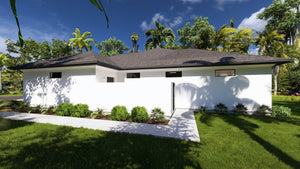 W7579-A Modern Florida-Style House, 3 Bedrooms, 2.5 Bathrooms | USA-2624-FL Exterior-4