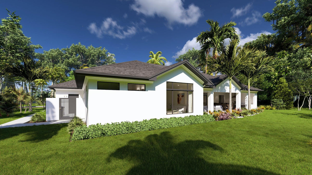 W7579-A Modern Florida-Style House, 3 Bedrooms, 2.5 Bathrooms | USA-2624-FL Exterior-5