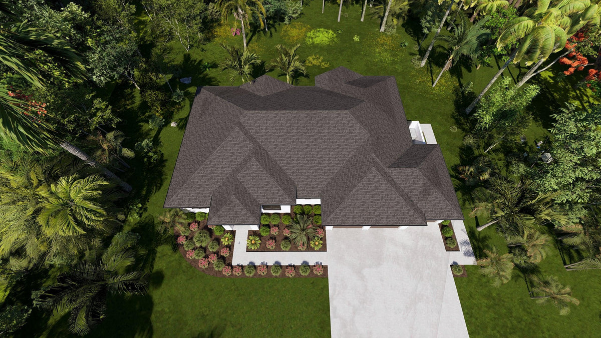 W7579-A Modern Florida-Style House, 3 Bedrooms, 2.5 Bathrooms | USA-2624-FL Exterior-8