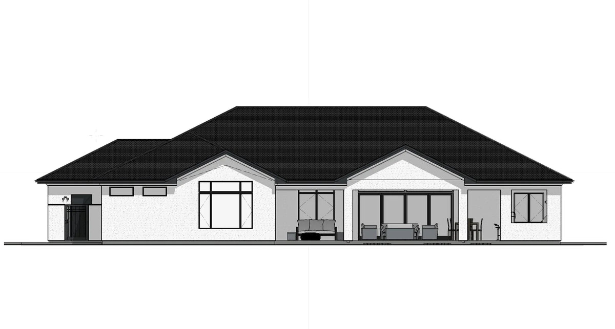 W7579-A Modern Florida-Style House Back, 3 Bedrooms, 2.5 Bathrooms | USA-2624-FL 