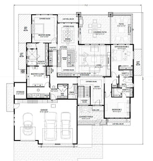 W7607-A Modern Farmhouse First Floor Plan, 3 Bedrooms, 3 Bathrooms | USA-2876-MOFH 