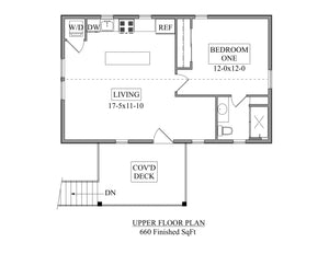 I7964-A Garage Apartment House Second Floor Plan, 1 Bedroom, 1 Bathroom | The Haverton Bridge 3670 