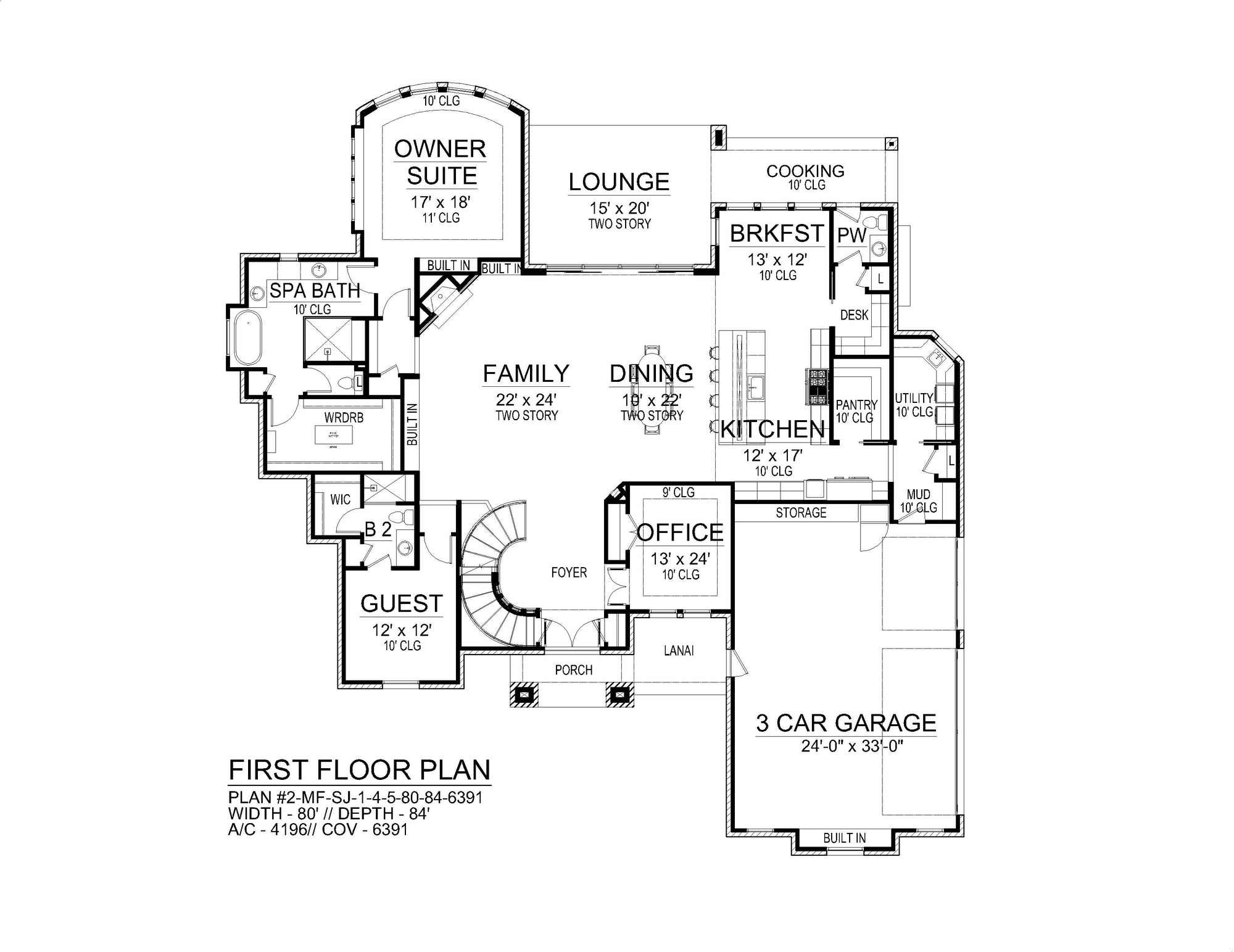 F8436-A Transitional House, 4 Bedrooms, 4.5 Bathrooms | Verano House Plan First Floor Plan