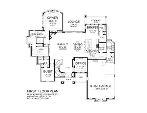 F8436-A Transitional House, 4 Bedrooms, 4.5 Bathrooms | Verano House Plan First Floor Plan