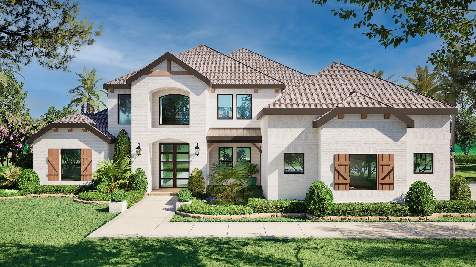 F8436-A Transitional House, 4 Bedrooms, 4.5 Bathrooms | Verano House Plan Exterior