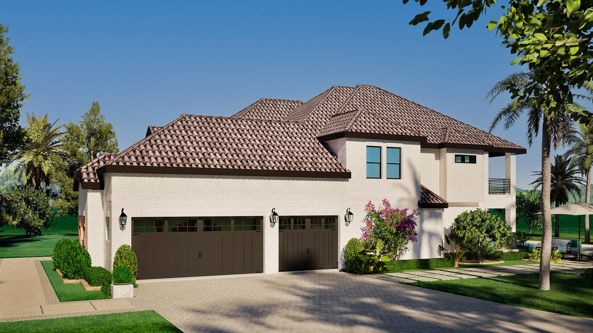 F8436-A Transitional House, 4 Bedrooms, 4.5 Bathrooms | Verano House Plan Exterior-6