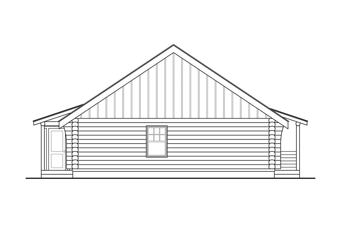 Cozy 1-Bedroom Log Cabin Home Plan with 2-Car Garage – 960 Sq Ft