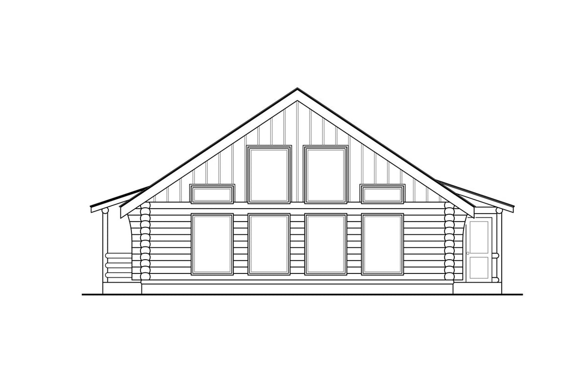 Cozy 1-Bedroom Log Cabin Home Plan with 2-Car Garage – 960 Sq Ft