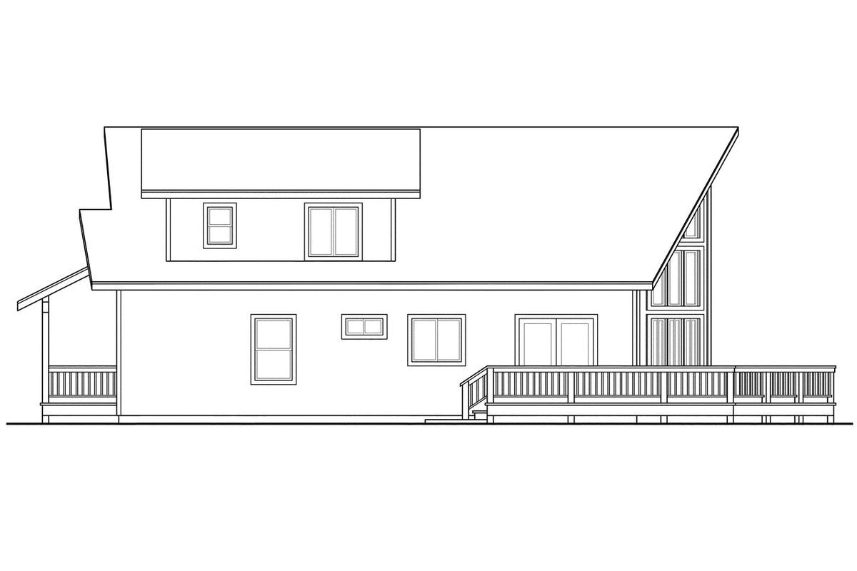 AM7667-A A-Frame House Right Elevation, 3 Bedrooms, 2 Bathrooms | Gerard House Plan