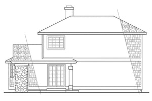 AM8268-A Cape Pod House, 2 Bedrooms, 2 Bathrooms | Lakeview House Plan Rear Elevation