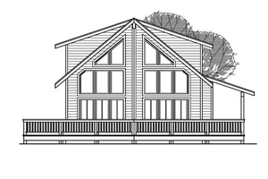 AM7667-A A-Frame House Rear Elevation, 3 Bedrooms, 2 Bathrooms | Gerard House Plan