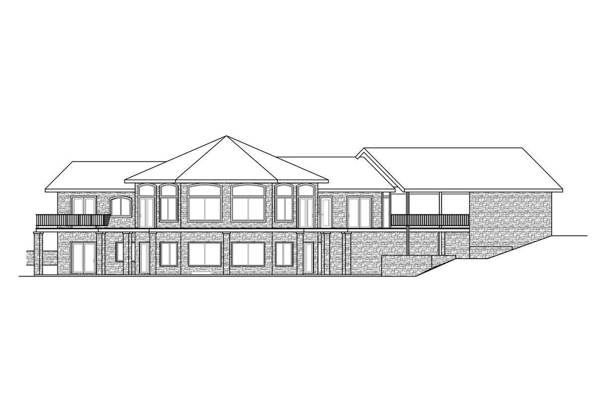 AM7657-A Chalet Style House Rear Elevation, 4 Bedrooms, 4.5 Bathrooms | Williamsburg House Plan