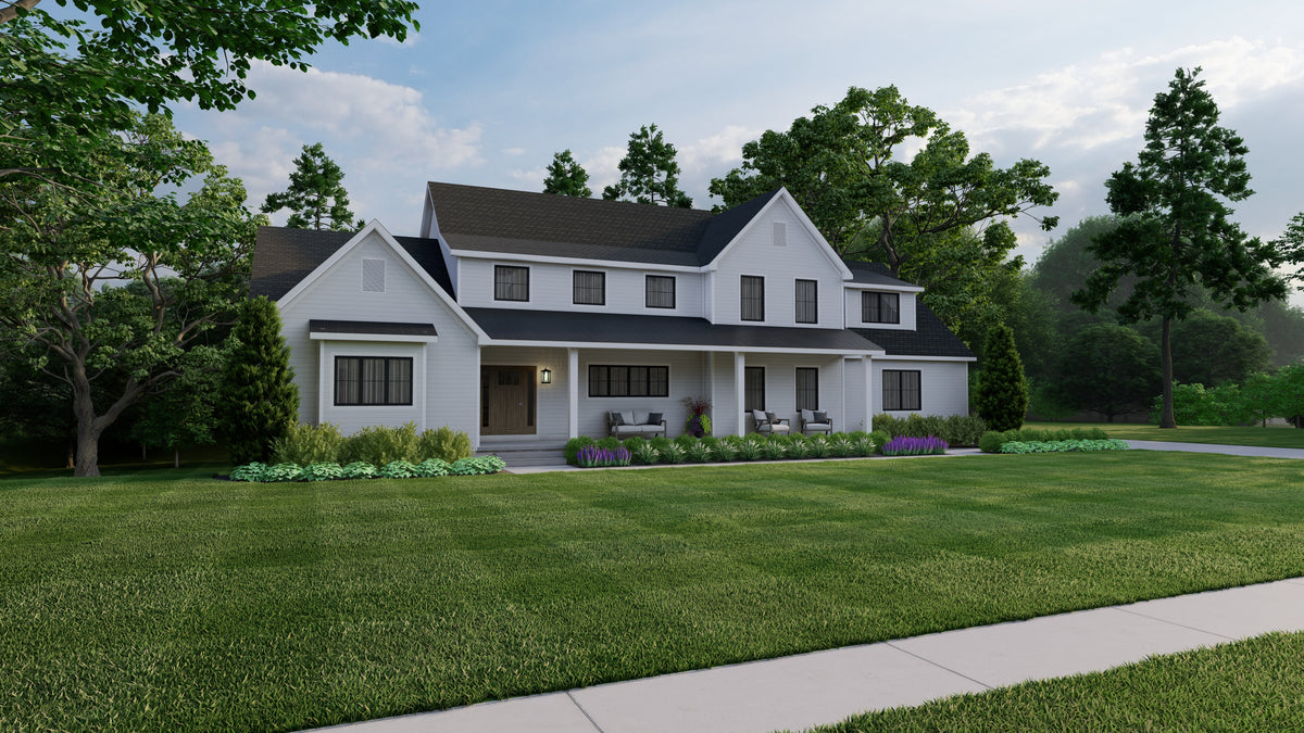 AJ7672-A Modern Farmhouse, 3 Bedrooms, 2.5 Bathrooms | Plan 1005 Exterior-2