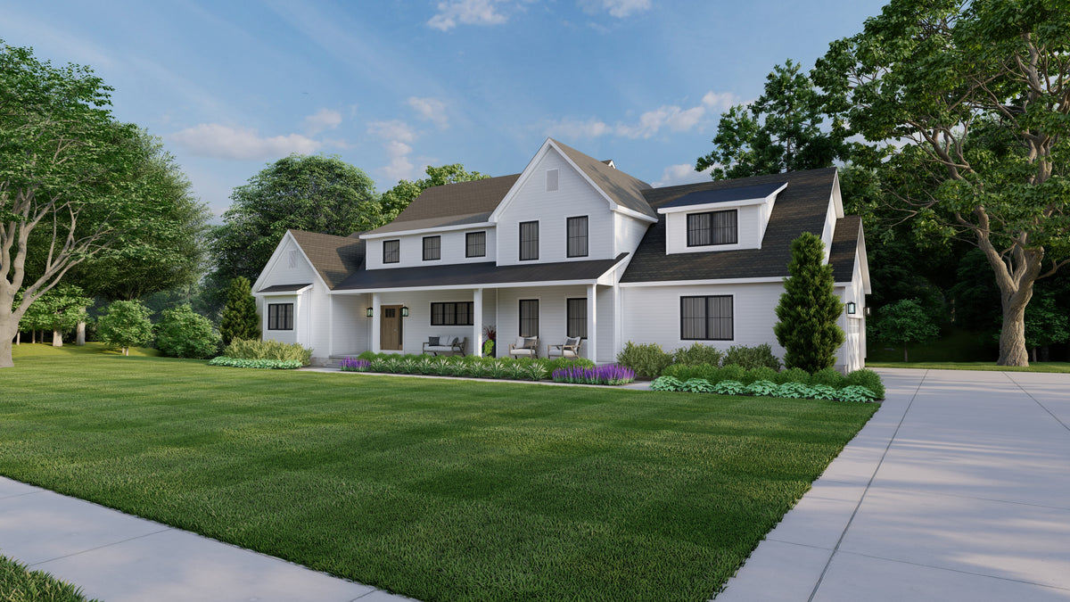 AJ7672-A Modern Farmhouse, 3 Bedrooms, 2.5 Bathrooms | Plan 1005 Exterior-3